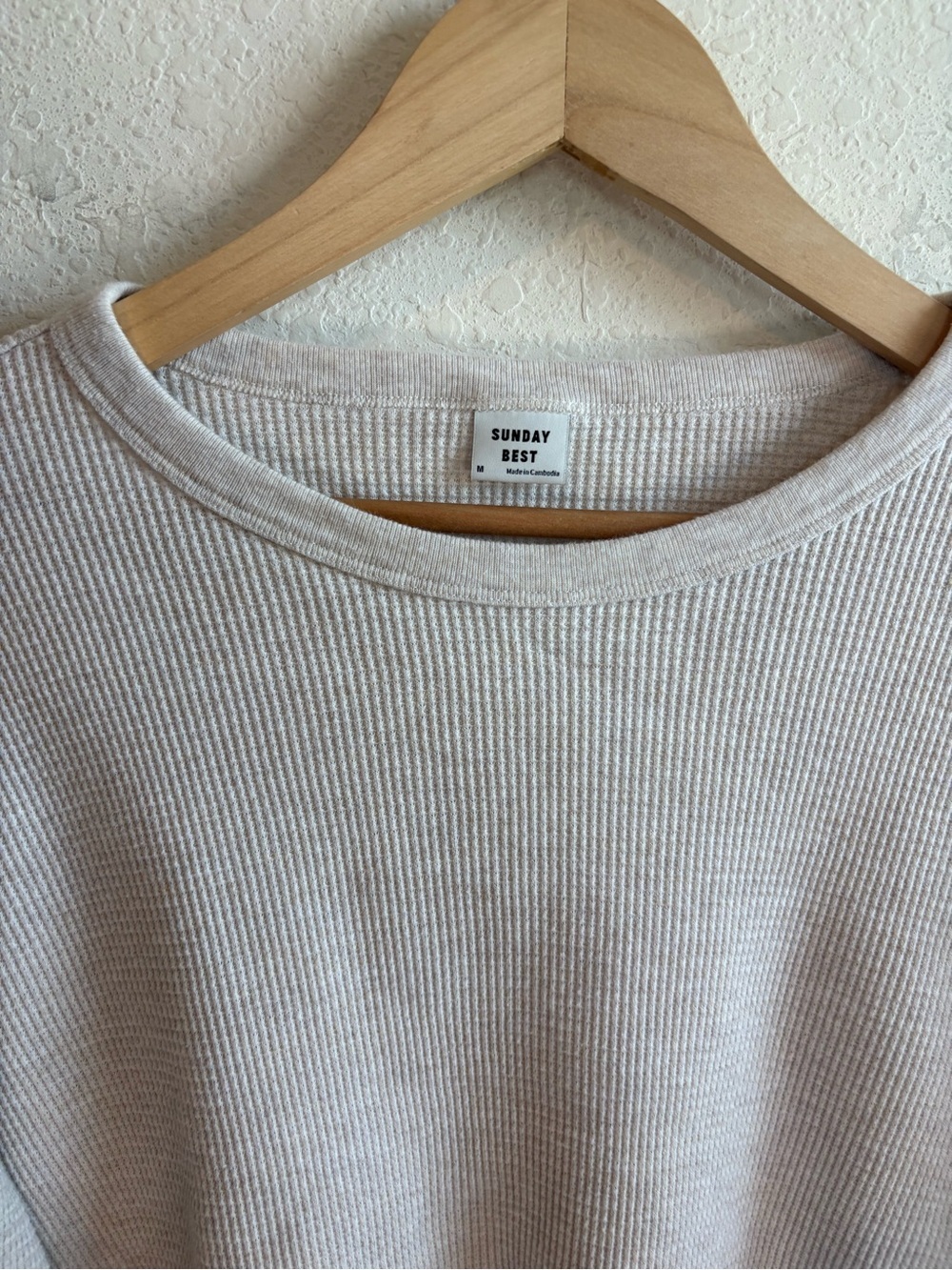 Aritzia Sunday Best waffle knit thermal crop top size medium - Picture 3 of 4